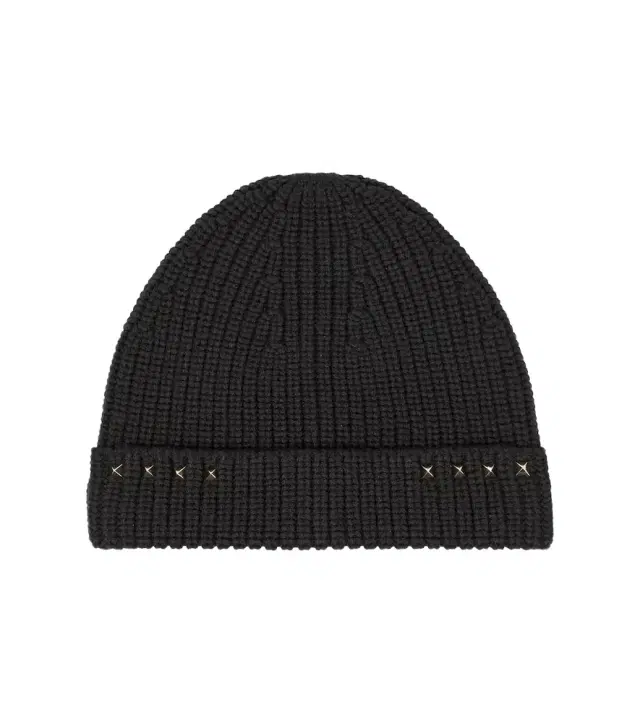 Valentino Garavani Rockstud ribbed-knit wool beanie