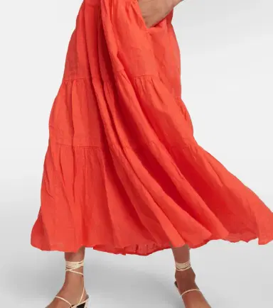 Velvet Charlie tiered linen maxi dress | Thumbnail 4