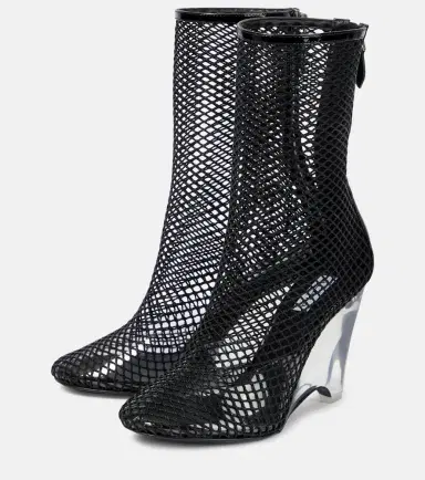 Alaïa Alaïa La Cage mesh and PU wedge ankle boots | Thumbnail 4