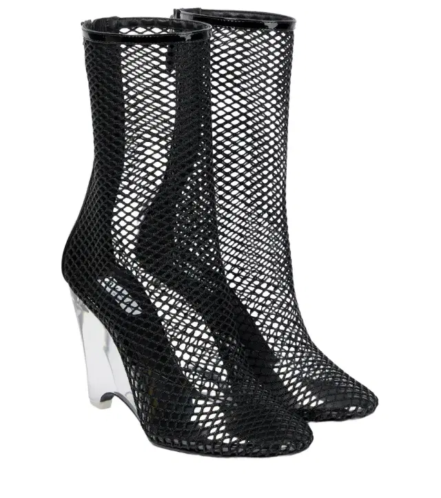 Alaia Alaïa La Cage mesh and PU wedge ankle boots