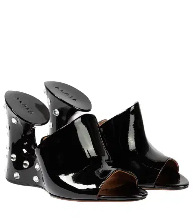 Alaïa Alaïa La Sculpture embellished patent leather mules | Thumbnail 1