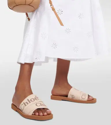 Chloe Chloé Woody canvas slides | Thumbnail 5 Chloe Chloé Woody canvas slides | Thumbnail 5