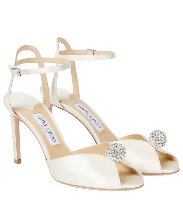 Jimmy Choo Sacora 85 embellished satin sandals