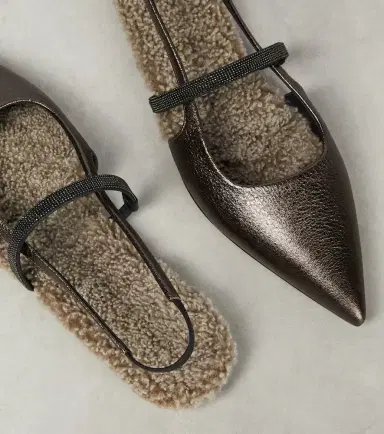 Brunello Cucinelli Embellished leather slingback flats | Thumbnail 2