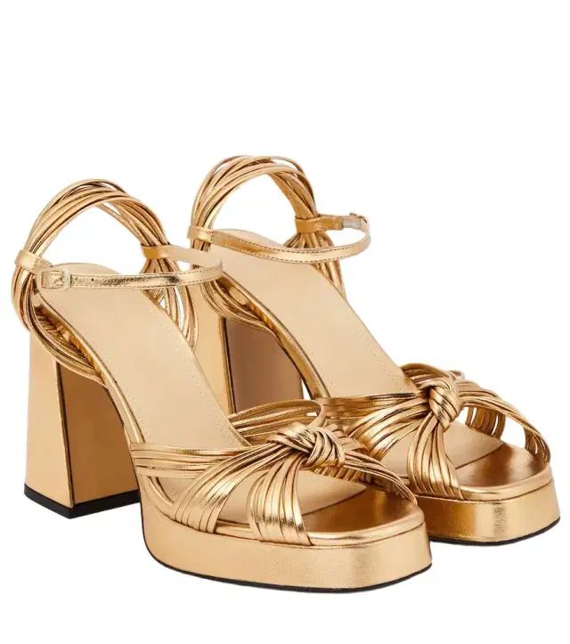 Souliers Martinez Springs metallic leather platform sandals
