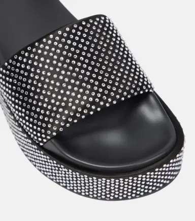 Versace Embellished satin platform slides | Thumbnail 2