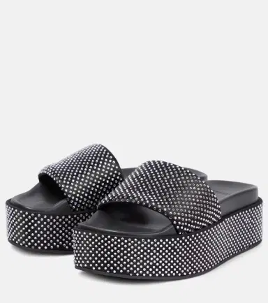 Versace Embellished satin platform slides | Thumbnail 4