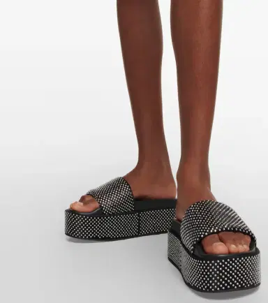 Versace Embellished satin platform slides | Thumbnail 7