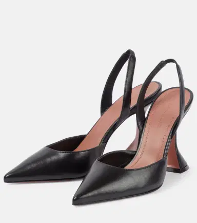 Amina Muaddi Holli leather slingback pumps | Thumbnail 4