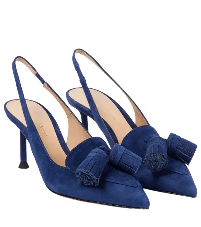 Gianvito Rossi Embellished suede slingback pumps