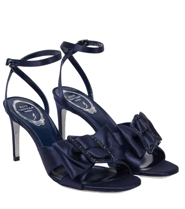 René Caovilla Bow-detail embellished satin pumps
