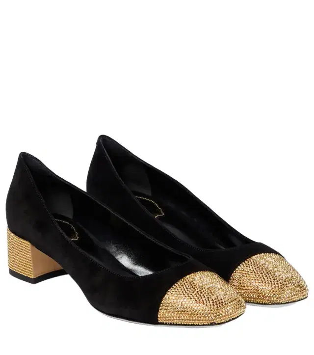 René Caovilla Bonnie embellished suede pumps