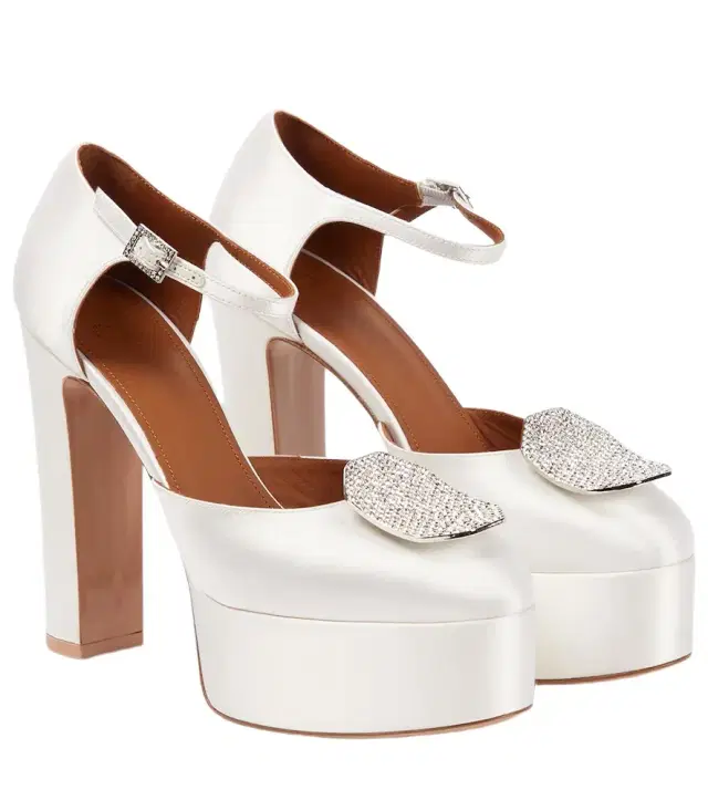 Malone Souliers Terra embellished satin platform pumps