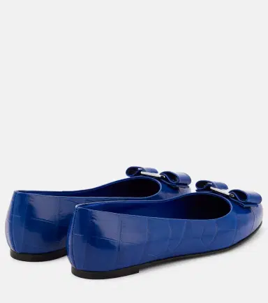 Ferragamo Vara Bow croc-effect leather ballet flats | Thumbnail 4