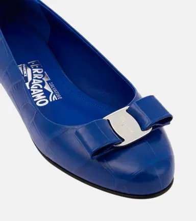 Ferragamo Vara Bow croc-effect leather ballet flats | Thumbnail 5