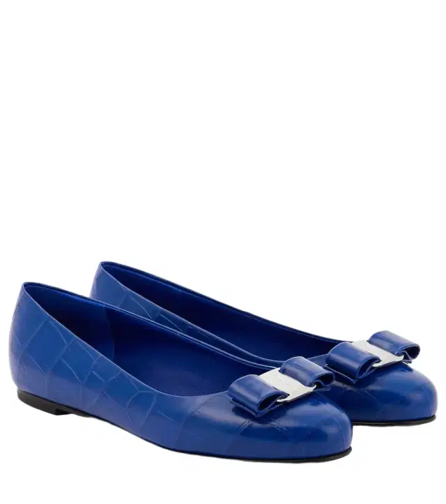 Ferragamo Vara Bow croc-effect leather ballet flats