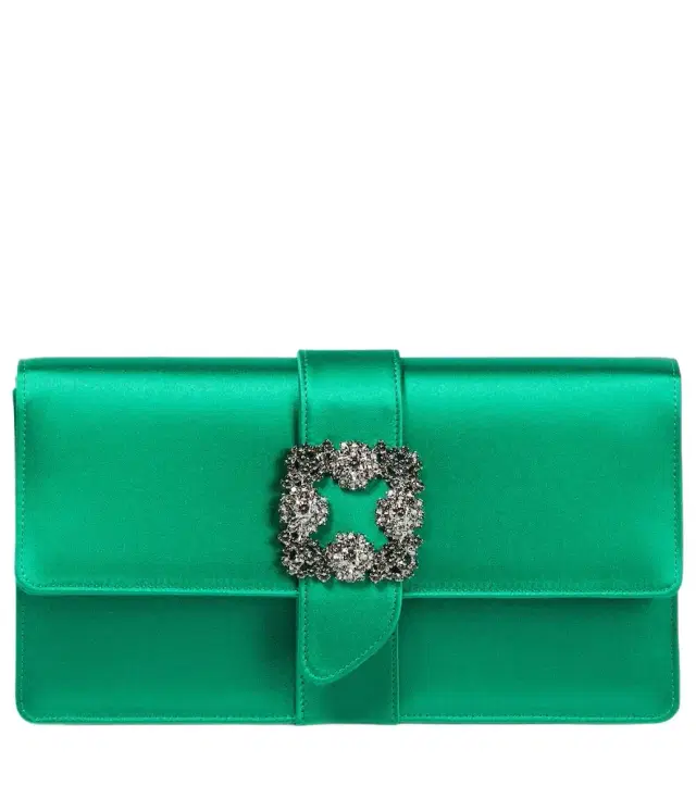 Manolo Blahnik Capri embellished satin clutch