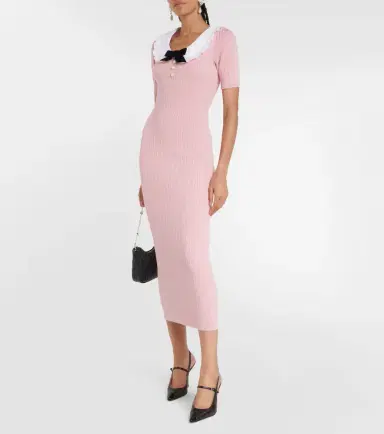 Alessandra Rich Embellished cotton-blend midi dress | Thumbnail 4