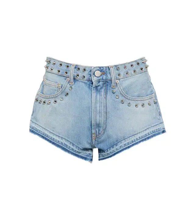 Alessandra Rich Embellished mid-rise denim shorts