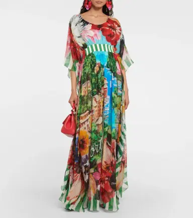 Dolce & Gabbana Portofino printed silk chiffon gown | Thumbnail 3