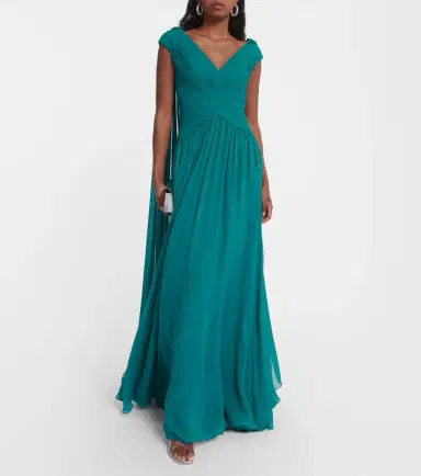 Elie Saab Caped silk-blend gown | Thumbnail 4