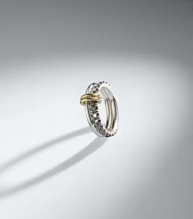 Spinelli Kilcollin Enzo sterling silver and 18kt gold ring with black diamonds | Thumbnail 5