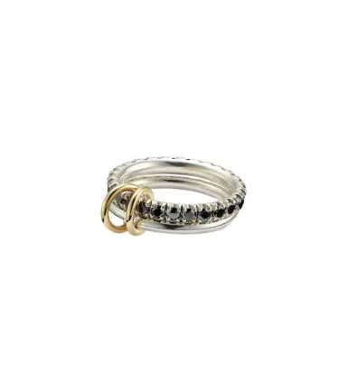 Spinelli Kilcollin Enzo sterling silver and 18kt gold ring with black diamonds | Thumbnail 1