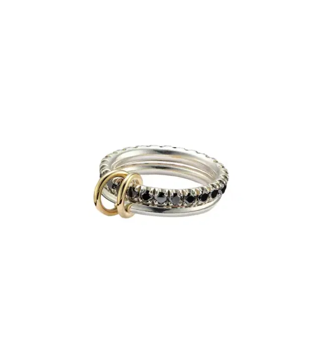 Spinelli Kilcollin Enzo sterling silver and 18kt gold ring with black diamonds