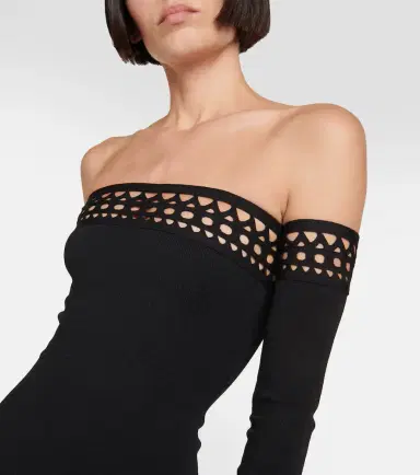 Alaïa Alaïa Vienne off-shoulder maxi dress | Thumbnail 4