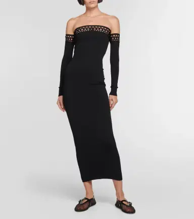Alaïa Alaïa Vienne off-shoulder maxi dress | Thumbnail 6