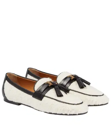 Tod's Tasseled bouclé and leather loafers | Thumbnail 1