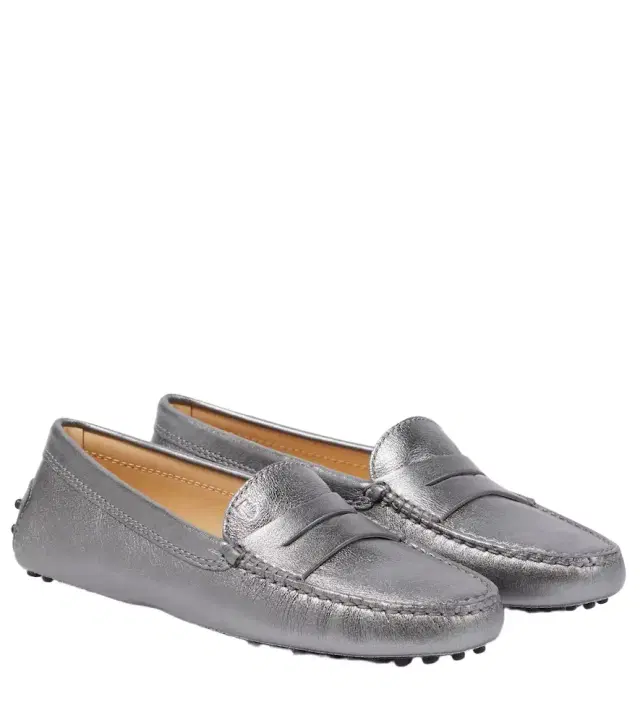 Tod's Metallic leather moccasins