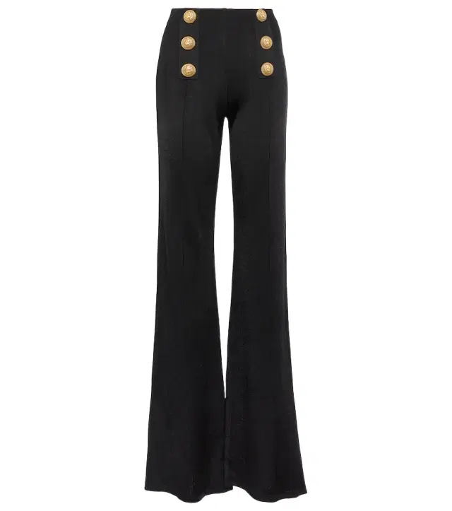 High-rise flared knit pants