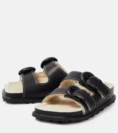 Marine Serre Leather slides | Thumbnail 4