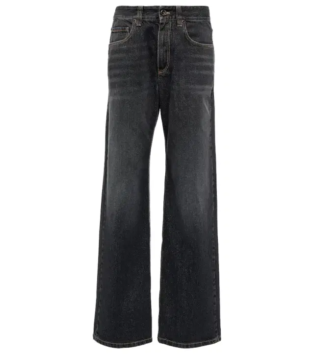 Brunello Cucinelli Embellished wide-leg jeans
