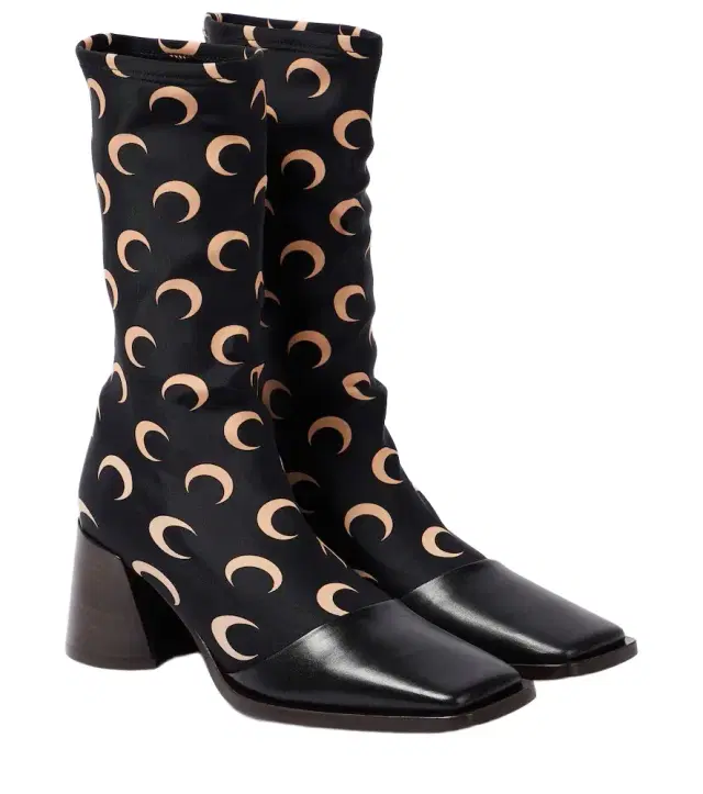 Marine Serre Printed leather-trimmed sock boots