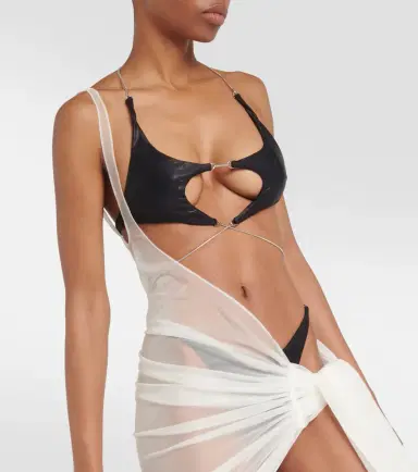 Mugler Draped jersey beach cover-up | Thumbnail 3