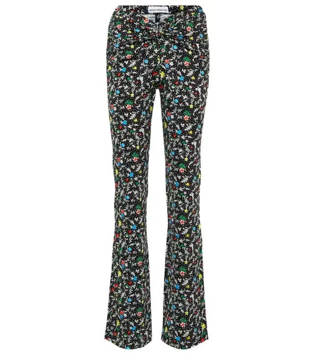 Rabanne Printed high-rise crêpe pants