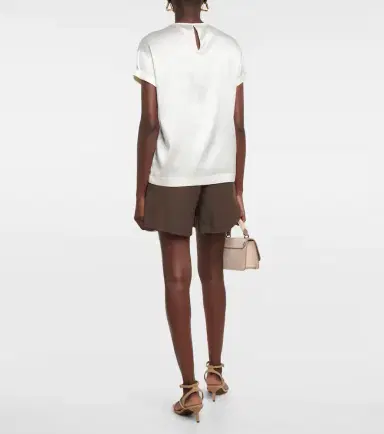 Brunello Cucinelli Silk-blend satin T-shirt | Thumbnail 2