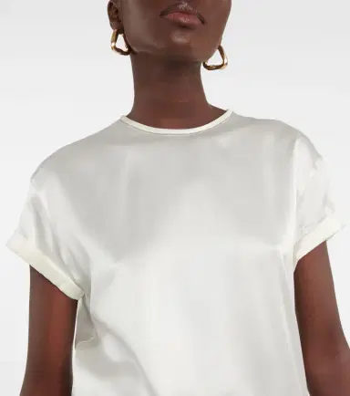 Brunello Cucinelli Silk-blend satin T-shirt | Thumbnail 3