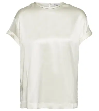 Brunello Cucinelli Silk-blend satin T-shirt | Thumbnail 1