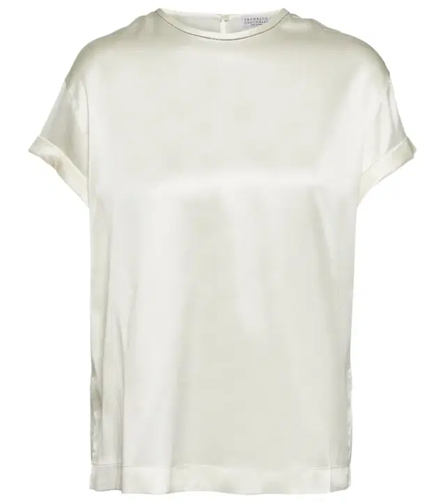 Brunello Cucinelli Silk-blend satin T-shirt
