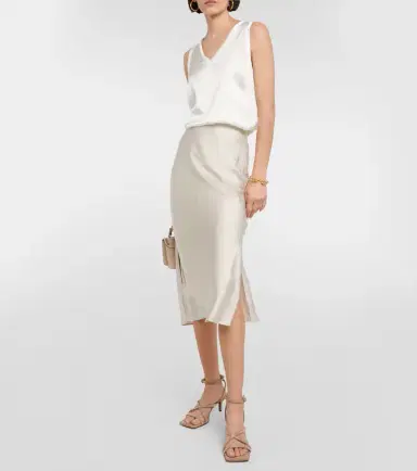 Brunello Cucinelli Satin midi skirt | Thumbnail 2