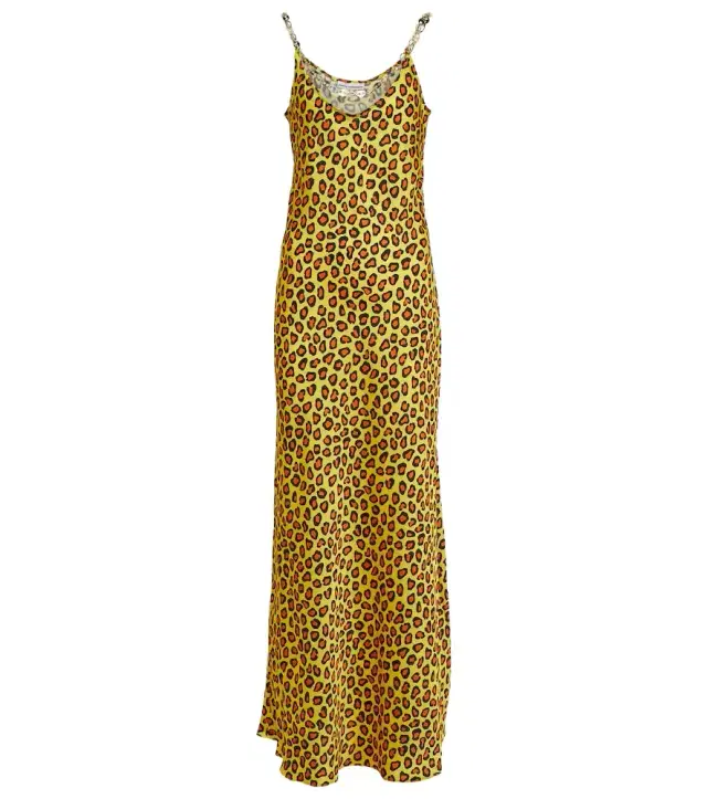 Rabanne Chain-detail leopard-print satin slip dress