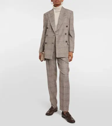 Brunello Cucinelli Checked wool and cotton-blend pants | Thumbnail 2