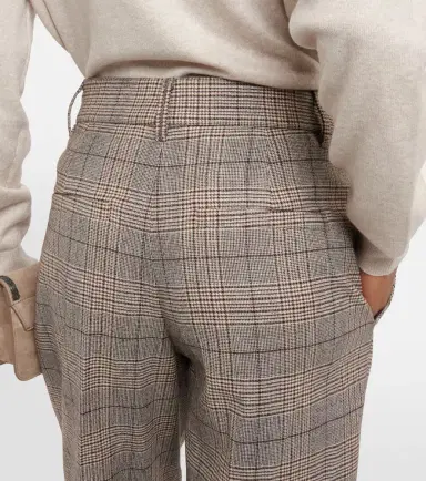 Brunello Cucinelli Checked wool and cotton-blend pants | Thumbnail 3