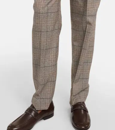 Brunello Cucinelli Checked wool and cotton-blend pants | Thumbnail 6