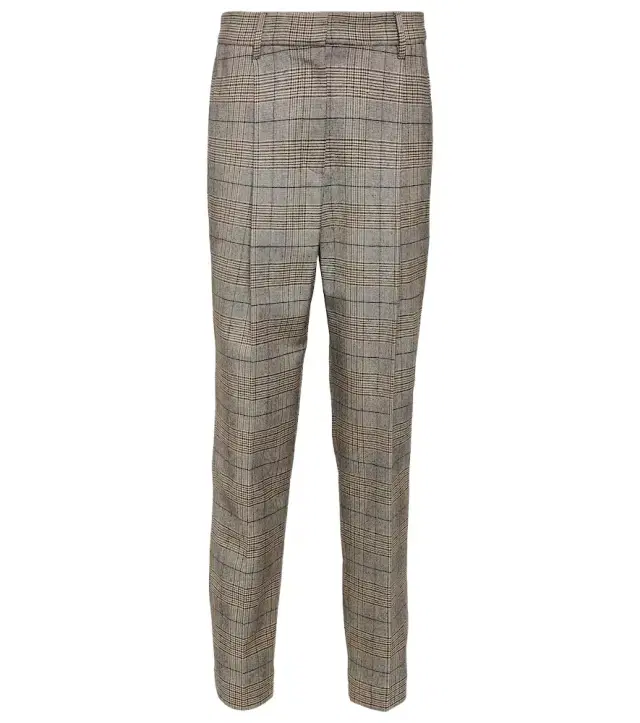 Brunello Cucinelli Checked wool and cotton-blend pants