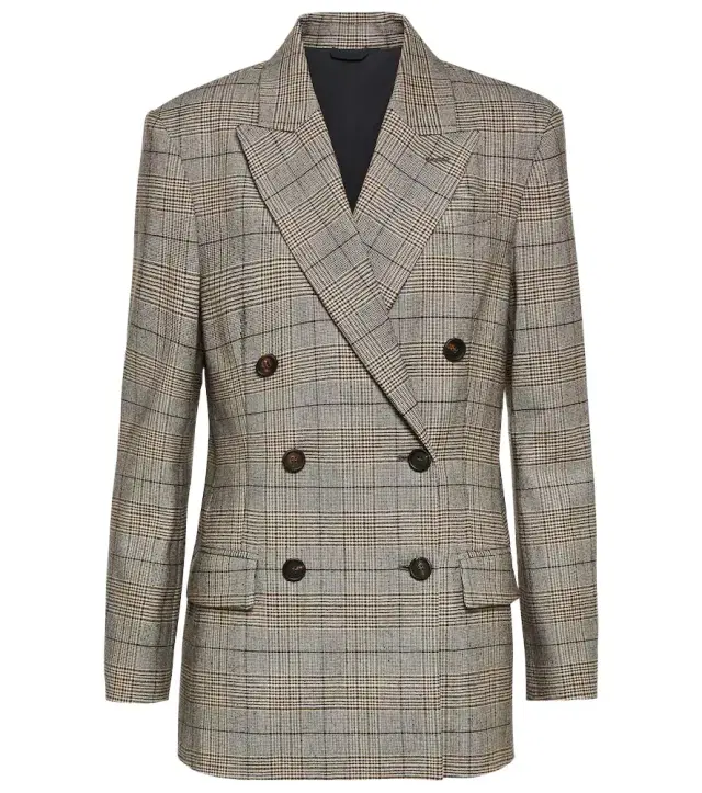 Brunello Cucinelli Checked wool and cotton-blend blazer