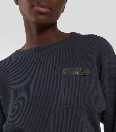 Brunello Cucinelli Cropped ribbed-knit cotton sweater | Thumbnail 2